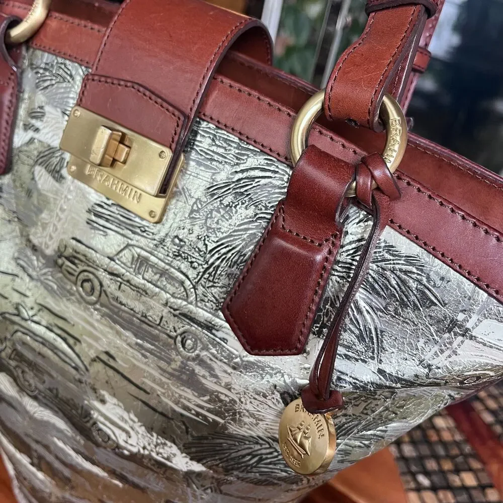 Brahmin RARE Limited Edition Jessie Vintage Copacabana Metallic Leather Tote